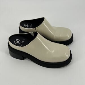 E8 Miista Odile Mules Womens Size EU 35 US 5 Cream Ivory Clogs Chunky Heel
